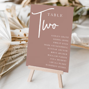 Terracotta Hand Scripted Table TWO + Guest Names Number