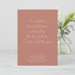 Terracotta Handwriting Script Custom Bridal Shower Invitation