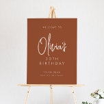 Terracotta Handwritten 30th Birthday Welcome Poster<br><div class="desc">Welcome guests to your event with this customisable birthday party welcome sign. It features a handwritten script and simple typography. Personalise this minimalist 30th birthday welcome sign by adding your own event details. The texts are fully editable for any event. This terracotta birthday welcome sign is perfect for any event....</div>