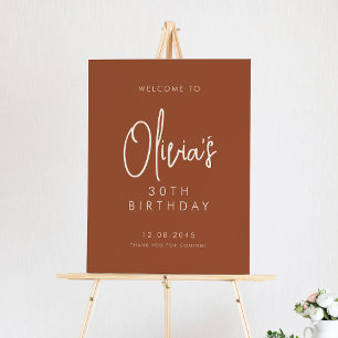 Terracotta Handwritten 30th Birthday Welcome Poster