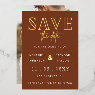 Terracotta Handwritten Script Photo Save The Date