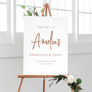Terracotta Handwritting Graduation Party Welcome Poster