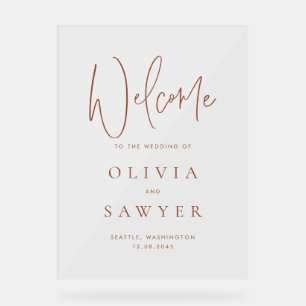 Terracotta Handwritting Script Wedding Welcome Acrylic Sign