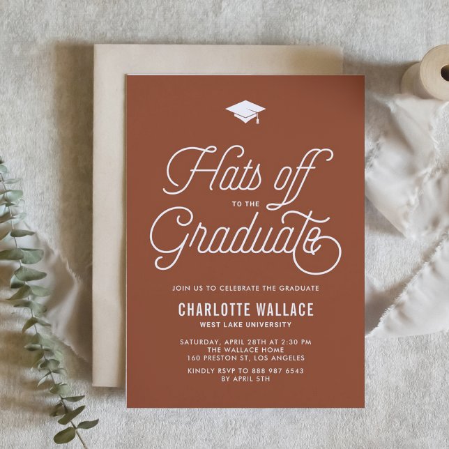 Terracotta Hats off to the Graduate Graduation Invitation (Creator Uploaded)