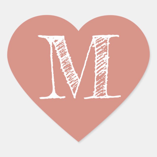 Terracotta Heart Minimalist Monogram Initial Sticker (Front)