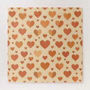 Terracotta Heart Scatter Pattern Jigsaw Puzzle