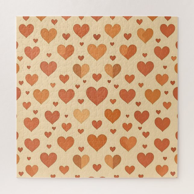 Terracotta Heart Scatter Pattern Jigsaw Puzzle (Vertical)