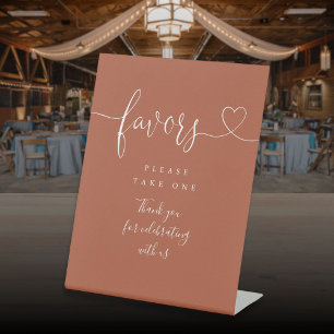 Terracotta Heart Script Favours Pedestal Sign