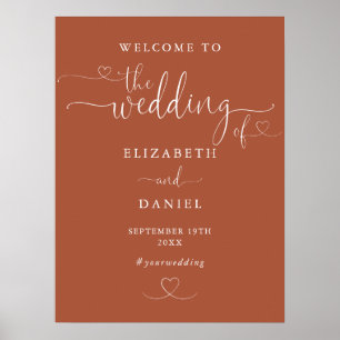 Terracotta Heart Script Wedding Welcome Sign
