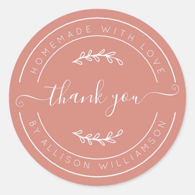 Terracotta Homemade Thank You Label (Front)