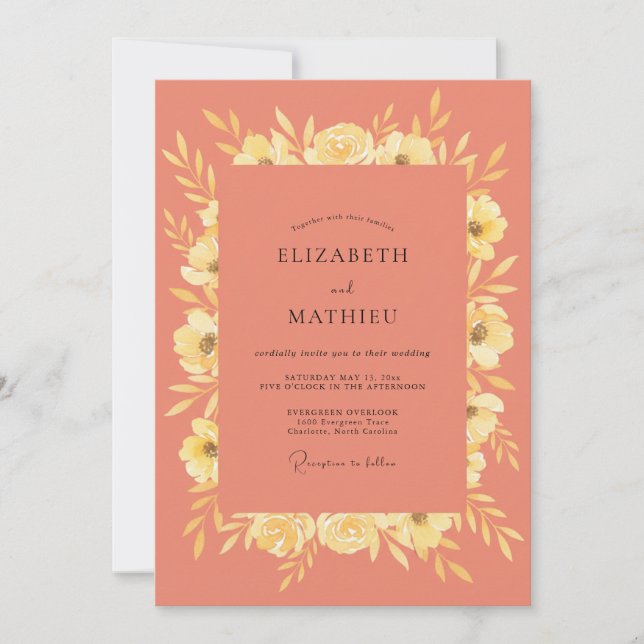 Terracotta Honey Blossom Wedding Invitation (Front)