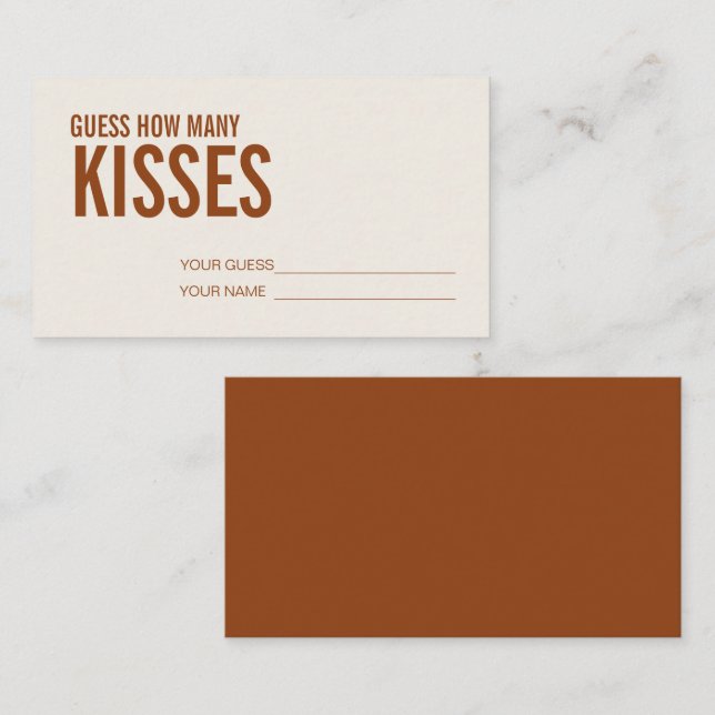 Terracotta How Many Kisses Bridal Shower Game  Enc Enclosure Card (Front/Back)