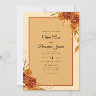 Terracotta Hydrangea Autumn Eucalyptus Wedding Invitation