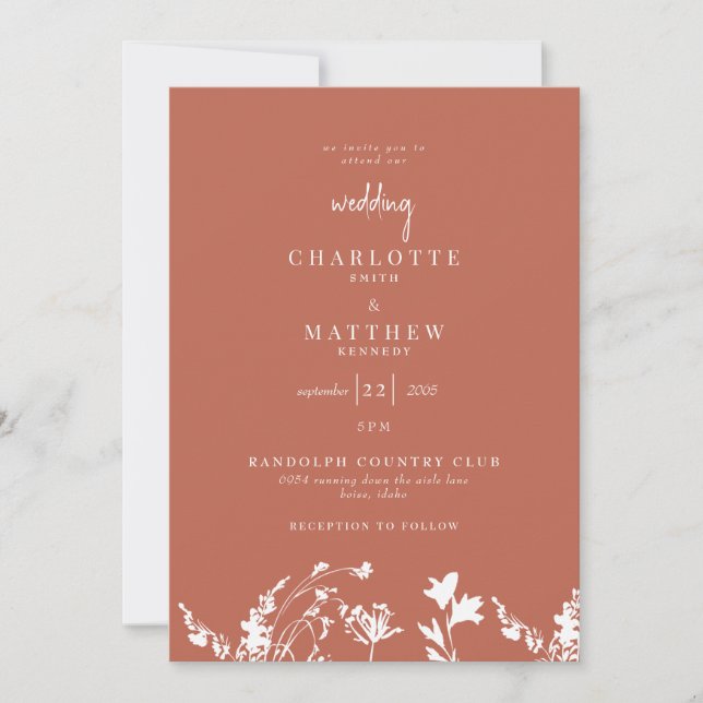 Terracotta in Spring Modern Wedding Invitation (Front)