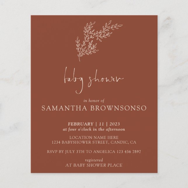 Terracotta Indie Botanical Budget Flyer (Front)