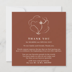 Terracotta Indie Rustic Simple thank you Invitation