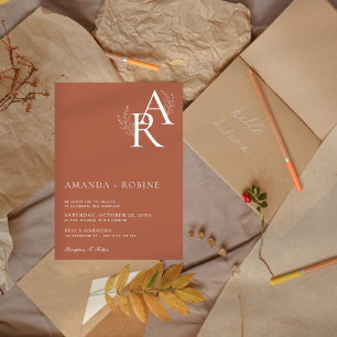 Terracotta Initials Wedding Invitation