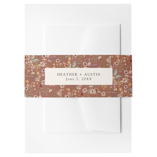 Terracotta Invitation Belly Band (Terracotta Boho Floral Invitation Belly Band by Painted Paperie
)