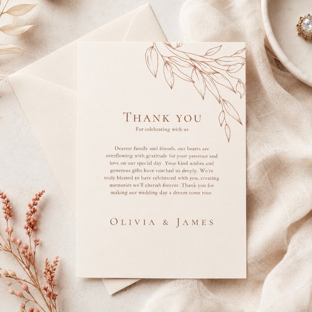 Terracotta Ivory Botanical Thank You Card (Terracotta Ivory Botanical Thank You Card)