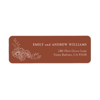 Terracotta Ivory Daisy Wedding Return Address