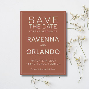Terracotta Ivory Old Money Modern Wedding Save The Date