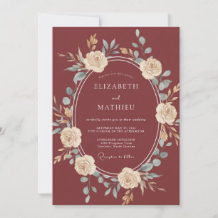 Terracotta Ivory Petal Wedding Invitation