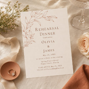 Terracotta Ivory Rehearsal Dinner Invitation