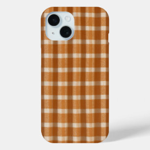 Terracotta & Ivory Retro Check Pattern iPhone 15 Case