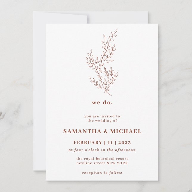 Terracotta Ivy Floral Wedding Botanical we do Invitation (Front)