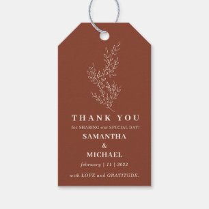 Terracotta Ivy Flower Classic Wedding Thank You Gift Tags