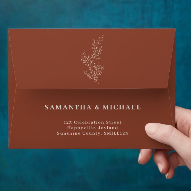Terracotta Ivy Flower Monogram Simple Envelope (Hand)