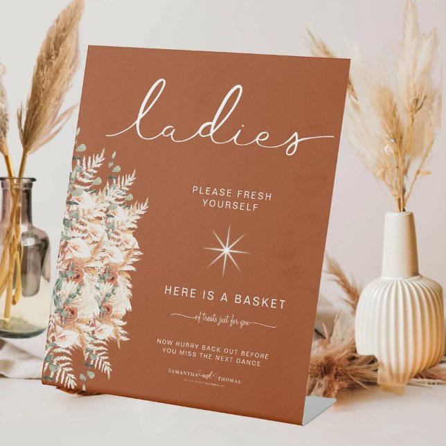 Terracotta Ladies Bathroom Basket Elegant Wedding  Pedestal Sign (Creator Uploaded)