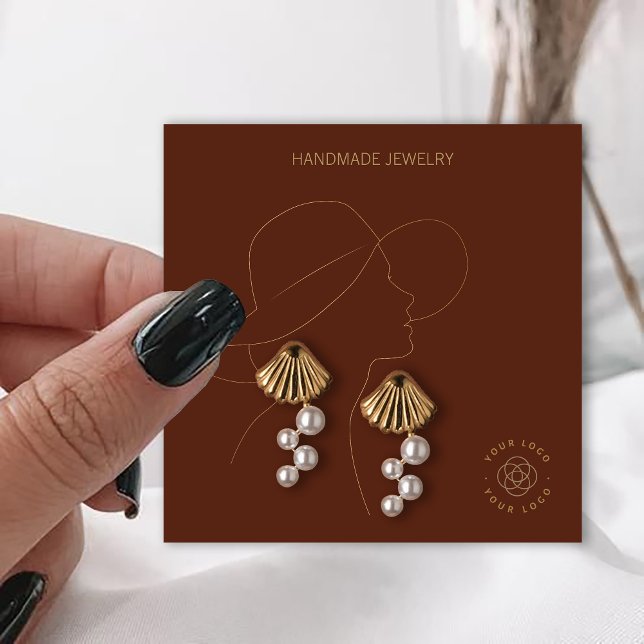 Terracotta Lady Jewellery Earrings Display Square Business Card (Creator Uploaded)