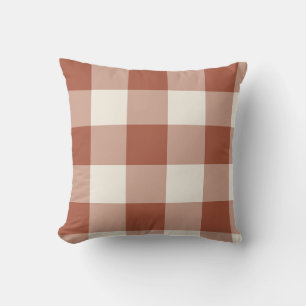 Terracotta Large Gingham Check Plaid Cushion