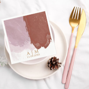 Terracotta Lavender Monogram Watercolor Wedding Napkin