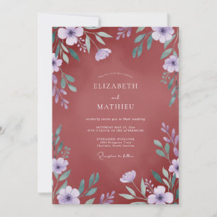 Terracotta Lavender Ranunculus Eucalyptus Wedding Invitation