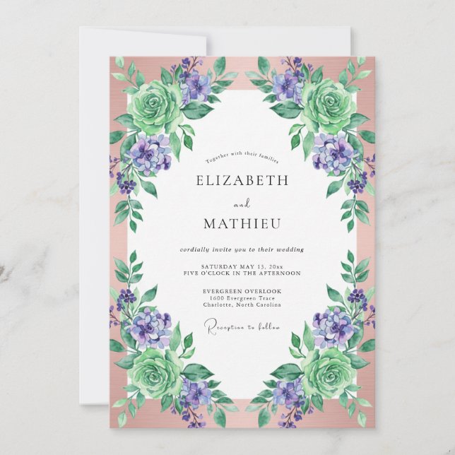 Terracotta Lavender Succulent Eucalyptus Wedding Invitation (Front)