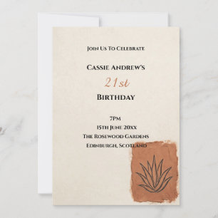 Terracotta Leaf Milestone Birthday Invitation