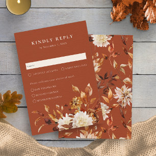 Terracotta Leaves Autumn Wedding RSVP Card