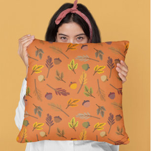 Terracotta Leaves Fall Cushion
