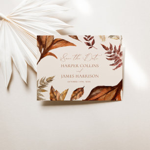 Terracotta Leaves & Ivory Wedding Save The Date