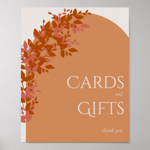 Terracotta Leaves Modern Cards and Gifts Sign