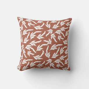 Terracotta leaves, modern floral throw pillow