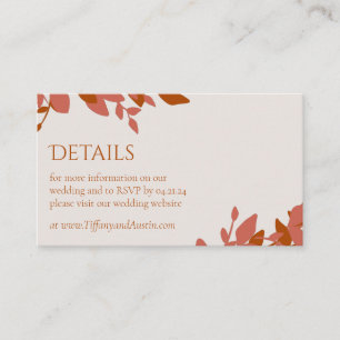 Terracotta Leaves Modern Wedding Enclosure Card