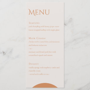 Terracotta Leaves Wedding Menu