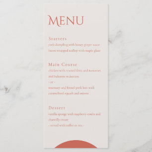 Terracotta Leaves Wedding Menu