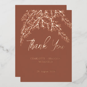 Terracotta Leaves Wedding Thank You Rose Gold
