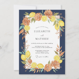 Terracotta Lemon Eucalyptus Wedding Invitation