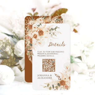 Terracotta lilies Floral QR Code Wedding Details Enclosure Card