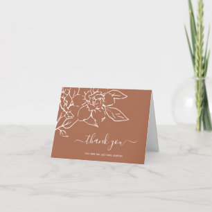 Terracotta Line Art Floral Elegant Wedding Thank You Card